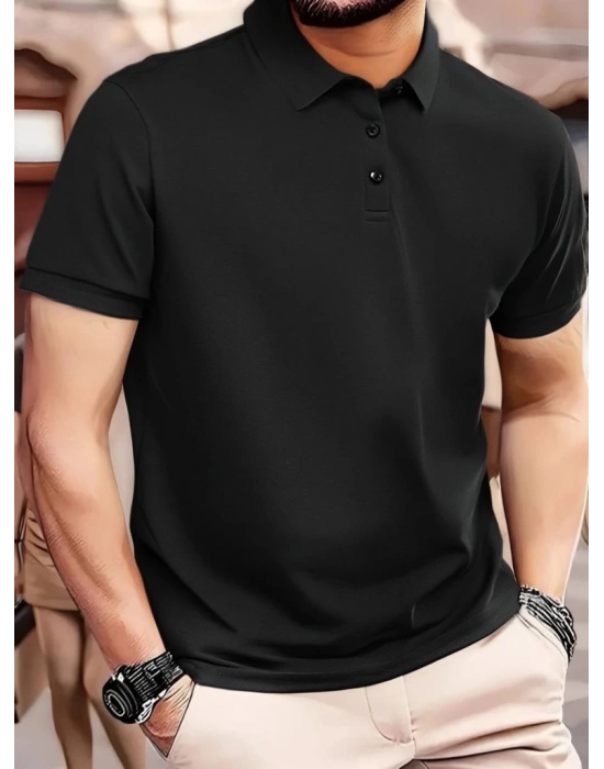 Erkek Kısa Kollu Yakalı Viskon Iki Iplik Erkek Tişört