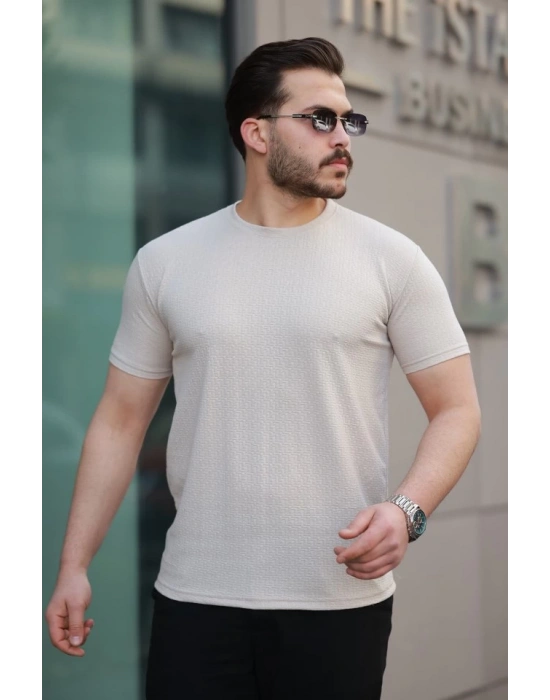 Erkek Kısa Kollu Zigzag Desenli T-shirt