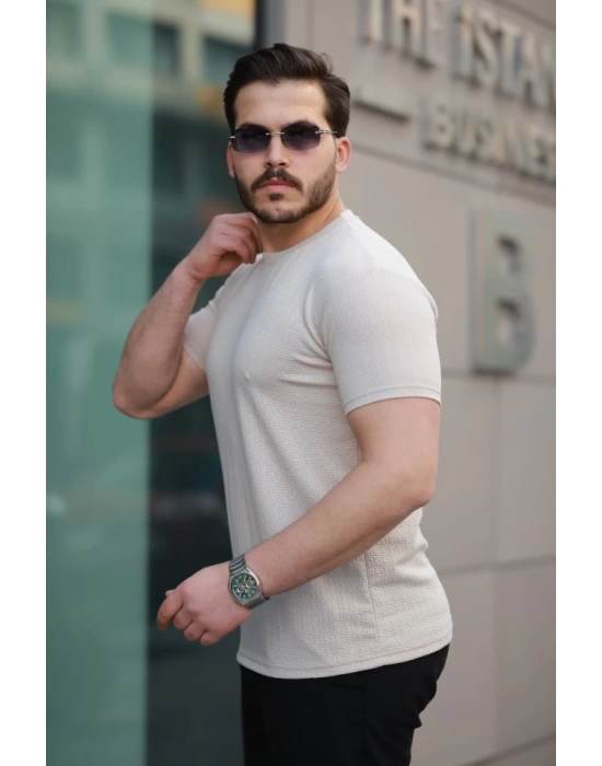 Erkek Kısa Kollu Zigzag Desenli T-shirt