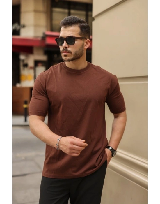 Erkek Kolları Dar Kesim Rahat Kalıp Basic Tişört