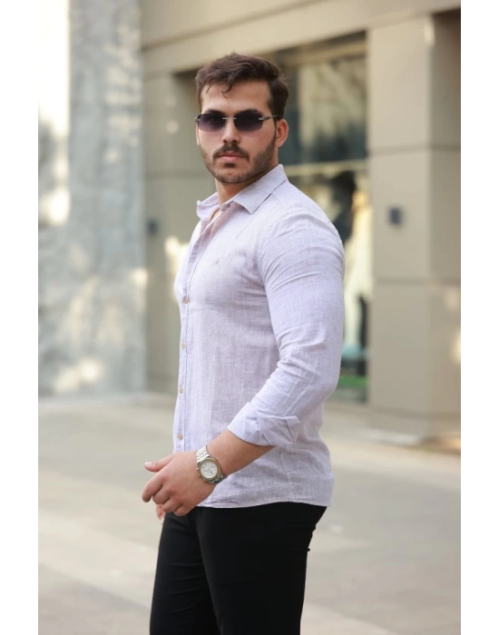 Erkek Pamuklu Keten Gömlek