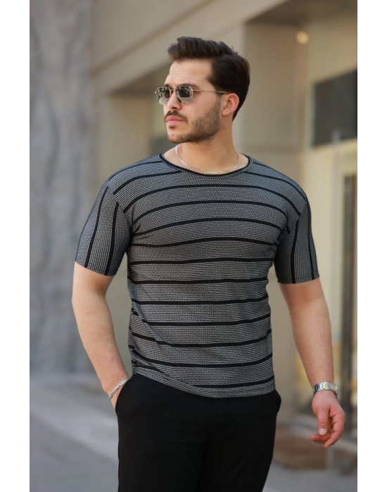 Erkek Petek Desenli Kısa Kollu T-shirt