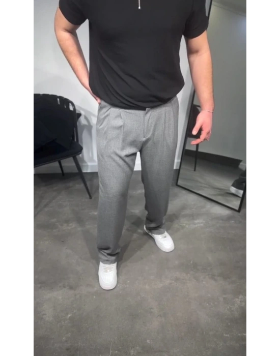 Erkek Pileli Kumaş Baggy Pantolon