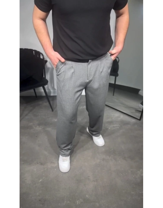 Erkek Pileli Kumaş Baggy Pantolon