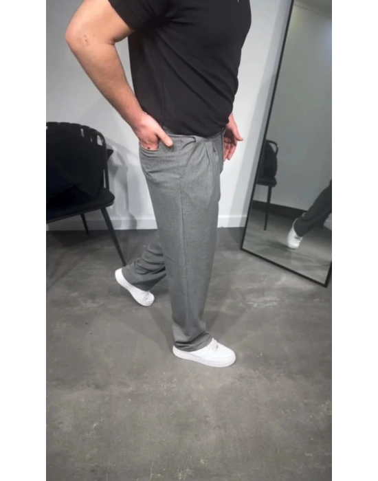 Erkek Pileli Kumaş Baggy Pantolon