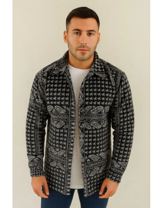 Erkek Polar Fermuarlı Sweatshirt – Kapüşonsuz, Cepli, Yumuşak Dokulu, Oversize Rahat Kalıp, Kışlık Sıcak Tutan Fermuarlı Üst - Siyah