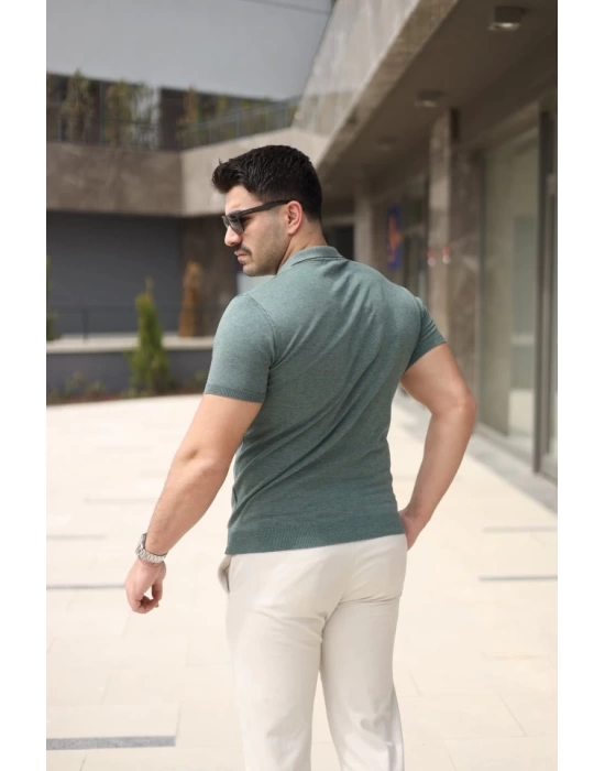 Erkek Polo Yaka Fermuar Detaylı Tişört