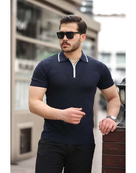 Erkek Polo Yaka Yarım Fermuar Tişört