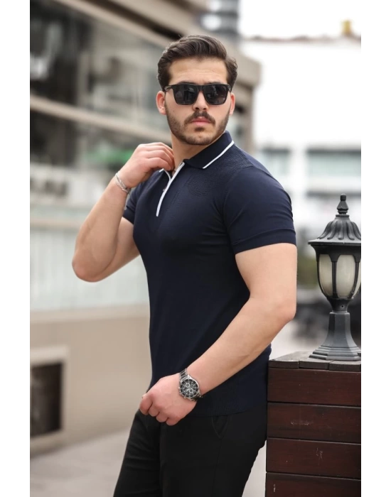 Erkek Polo Yaka Yarım Fermuar Tişört