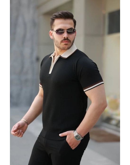 Erkek Renkli Yaka Kısa Kollu Tişört