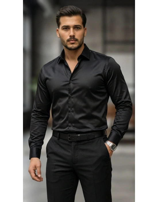 Erkek Saten Klasik Gömlek