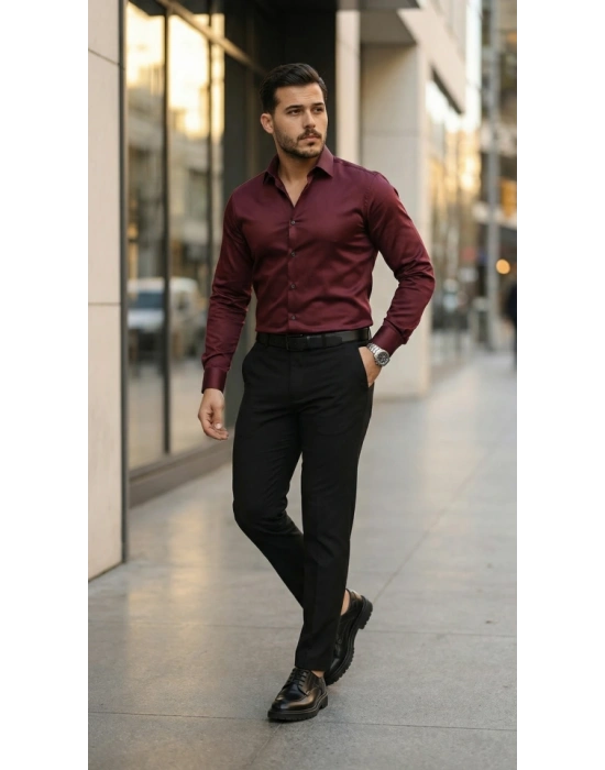 Erkek Saten Klasik Gömlek