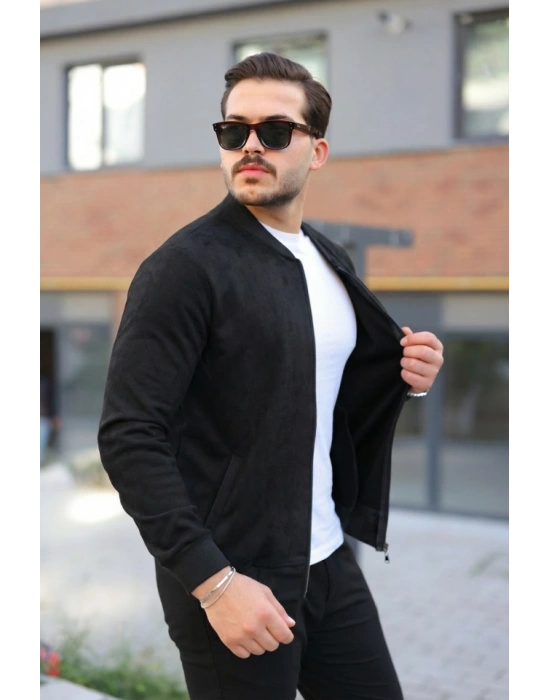 Erkek Scuba Süet Kumaş Bomber Hırka