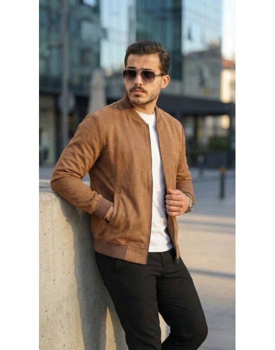 Erkek Scuba Süet Kumaş Bomber Hırka