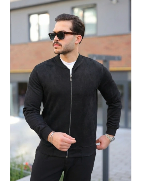 Erkek Scuba Süet Kumaş Bomber Hırka