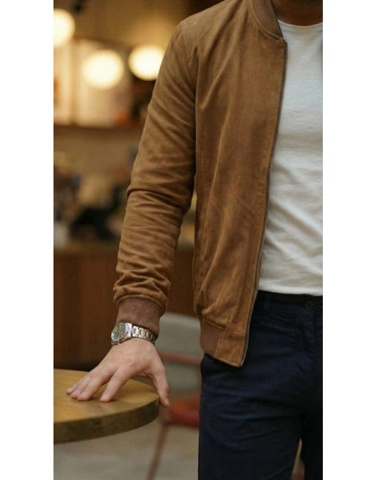 Erkek Scuba Süet Kumaş Bomber Hırka