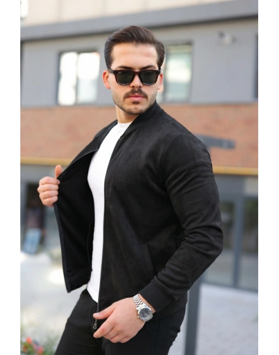 Erkek Scuba Süet Kumaş Bomber Hırka