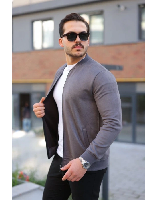 Erkek Scuba Süet Kumaş Bomber Hırka