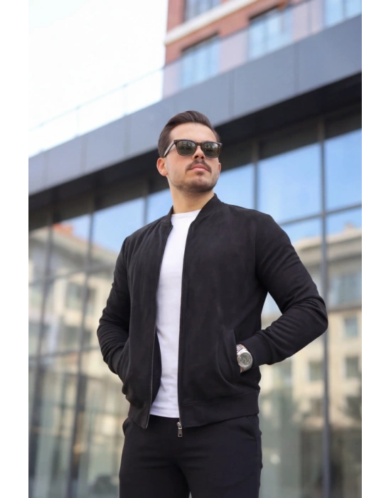 Erkek Scuba Süet Kumaş Bomber Hırka