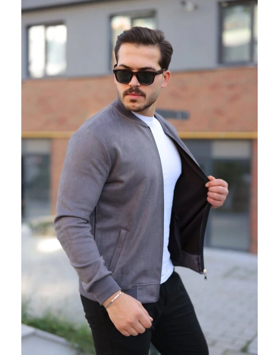 Erkek Scuba Süet Kumaş Bomber Hırka