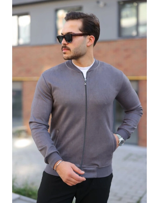 Erkek Scuba Süet Kumaş Bomber Hırka