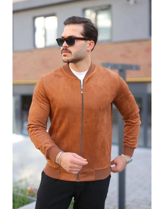 Erkek Scuba Süet Kumaş Bomber Hırka