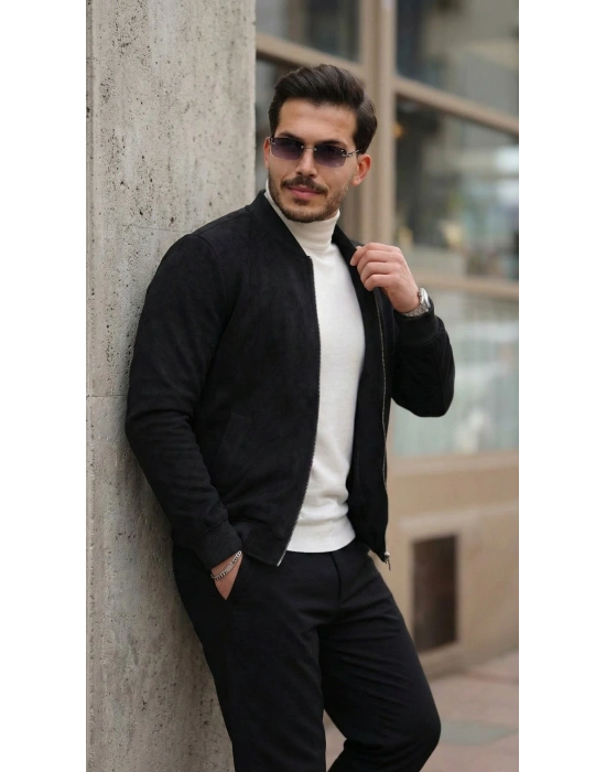 Erkek Scuba Süet Kumaş Bomber Hırka