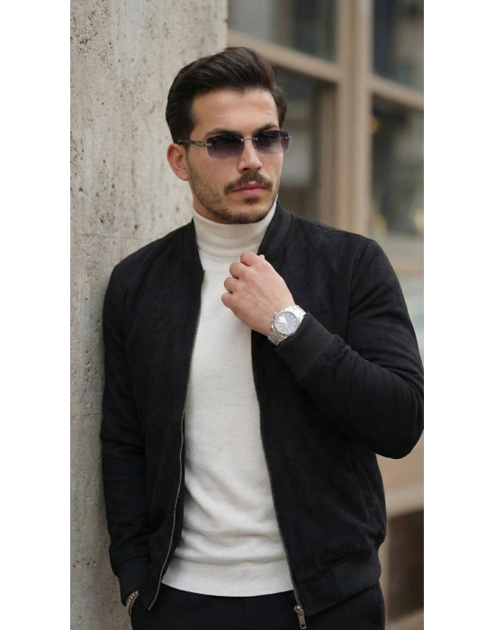 Erkek Scuba Süet Kumaş Bomber Hırka