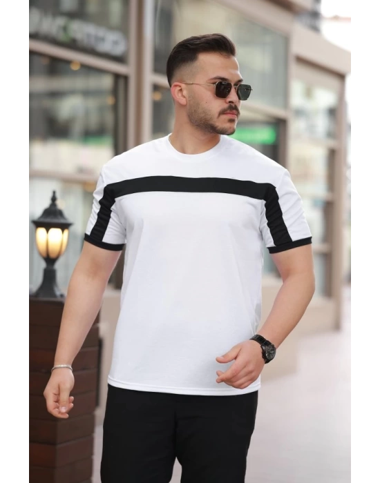 Erkek şerit Detaylı Kısa Kollu T-shirt