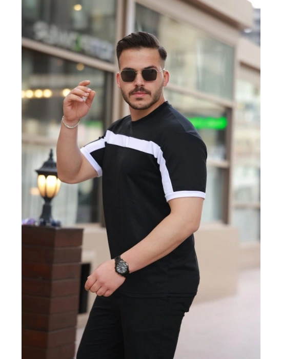 Erkek şerit Detaylı Kısa Kollu T-shirt
