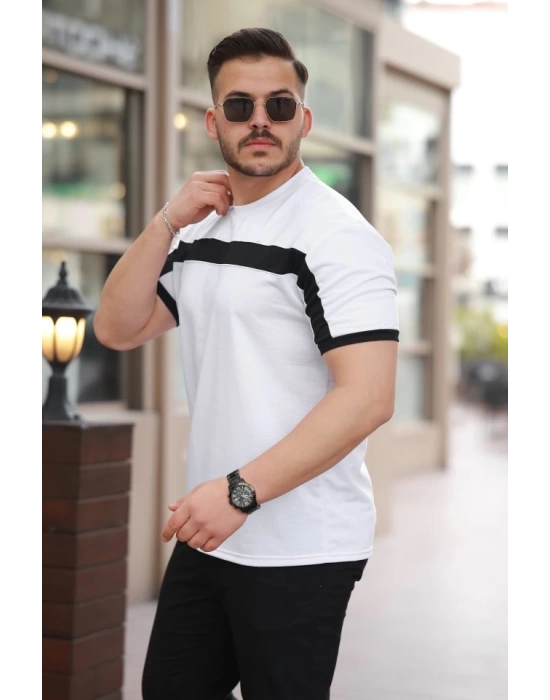 Erkek şerit Detaylı Kısa Kollu T-shirt