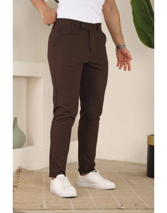 Erkek Slim Fit Likralı Bilek Boy Dilli Kumaş Pantolon