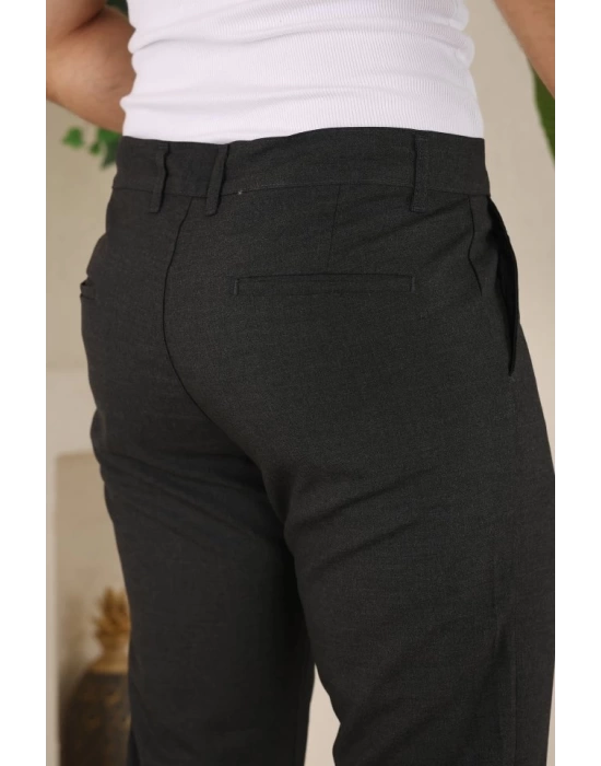 Erkek Slim Fit Likralı Bilek Boy Dilli Kumaş Pantolon