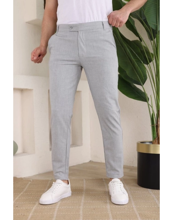 Erkek Slim Fit Likralı Bilek Boy Dilli Kumaş Pantolon