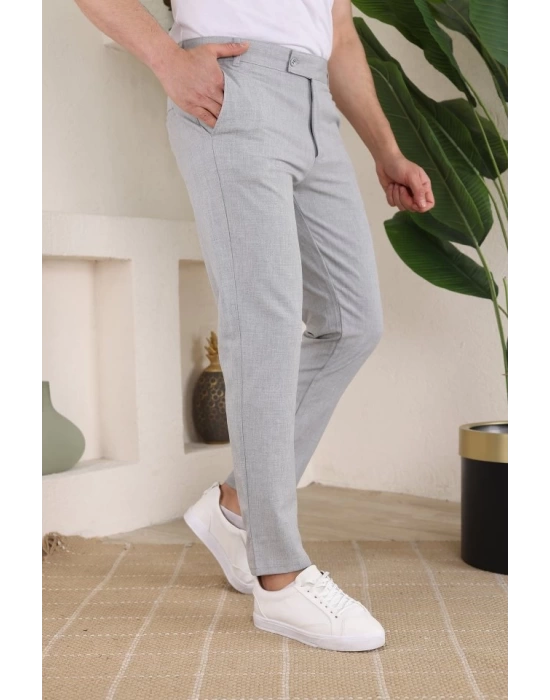 Erkek Slim Fit Likralı Bilek Boy Dilli Kumaş Pantolon