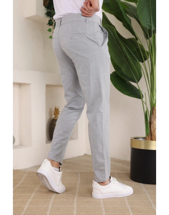Erkek Slim Fit Likralı Bilek Boy Dilli Kumaş Pantolon
