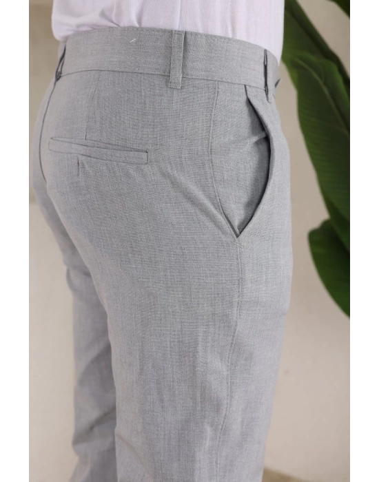 Erkek Slim Fit Likralı Bilek Boy Dilli Kumaş Pantolon