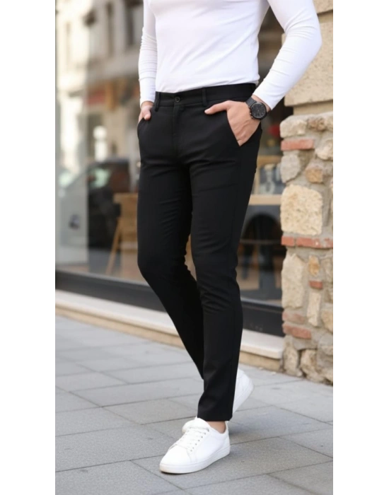 Erkek Slim Fit Likralı Gabardin Pantolon