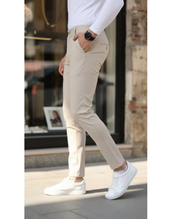 Erkek Slim Fit Likralı Gabardin Pantolon
