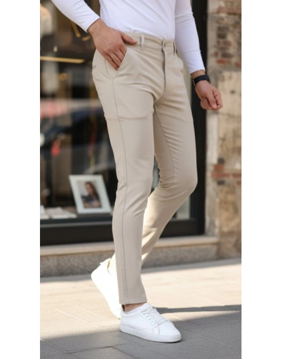 Erkek Slim Fit Likralı Gabardin Pantolon