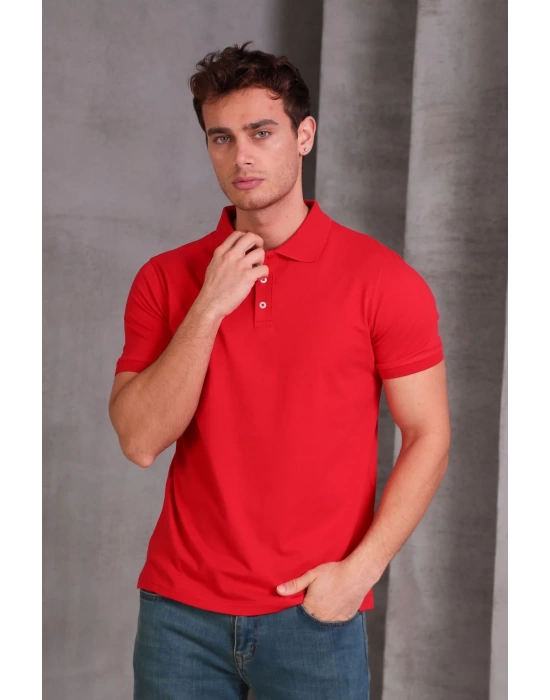 Erkek Slim Fit Pamuklu Yumuşak Doku Nefes Alan Kumaş Yakalı Tişört