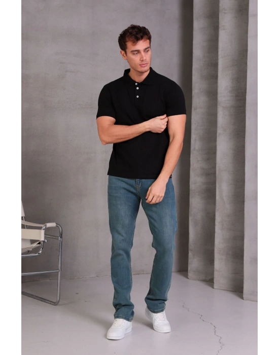 Erkek Slim Fit Pamuklu Yumuşak Doku Nefes Alan Kumaş Yakalı Tişört