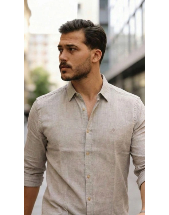 Erkek Uzun Kollu Keten Gömlek