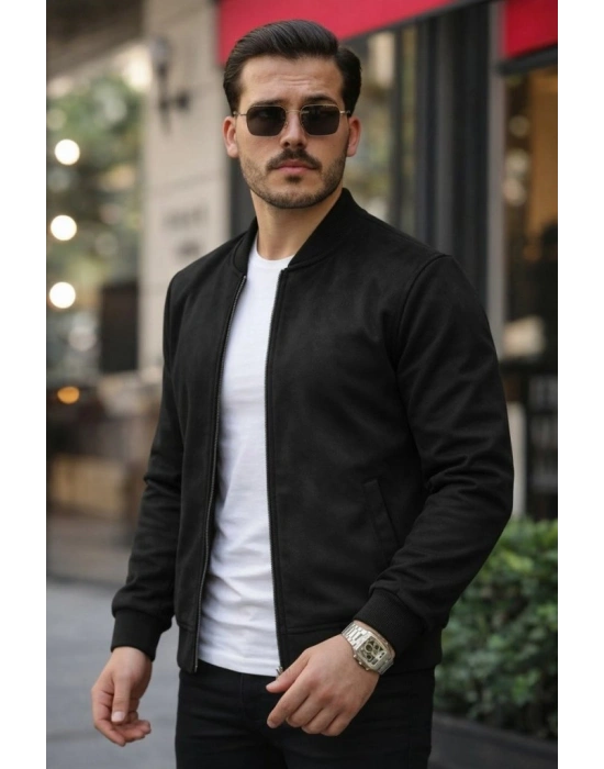 Erkek önden Fermuarlı Içi Astarlı Süet Ceket