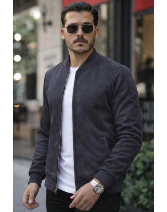 Erkek önden Fermuarlı Içi Astarlı Süet Ceket