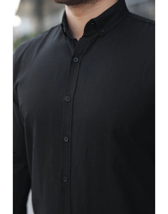 Erkek Uzun Kollu Rahat Keten Gömlek