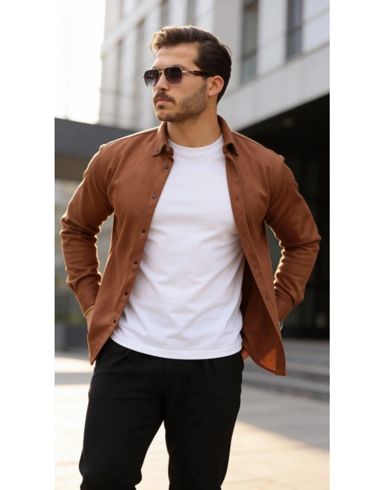 Erkek Uzun Kollu Süet Gömlek