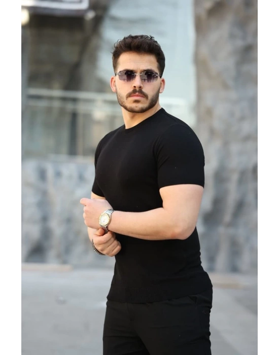 Erkek Viskon Kumaş Bisiklet Yaka Basic Tişört