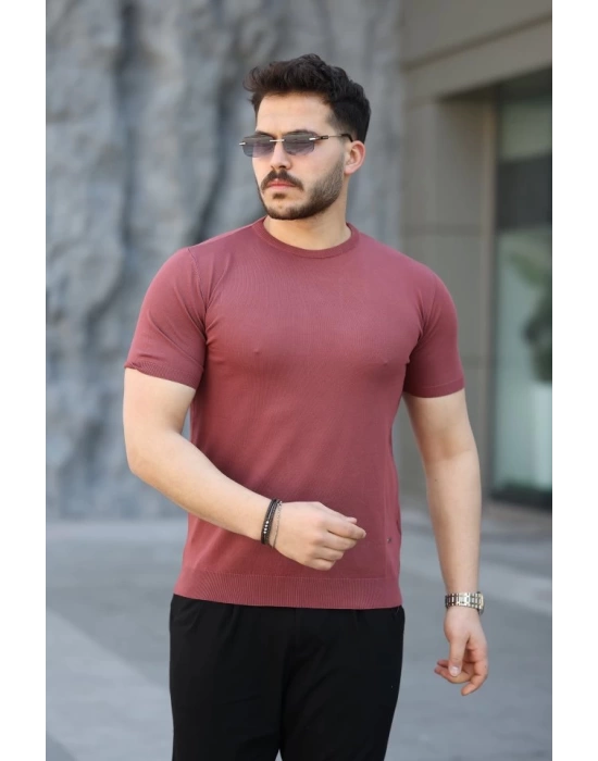 Erkek Viskon Kumaş Bisiklet Yaka Basic Tişört