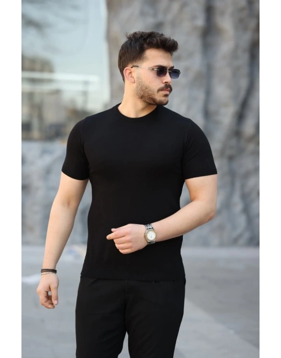 Erkek Viskon Kumaş Bisiklet Yaka Basic Tişört